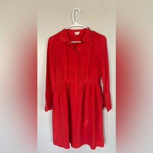 J. Crew Red Long Sleeve Dress
